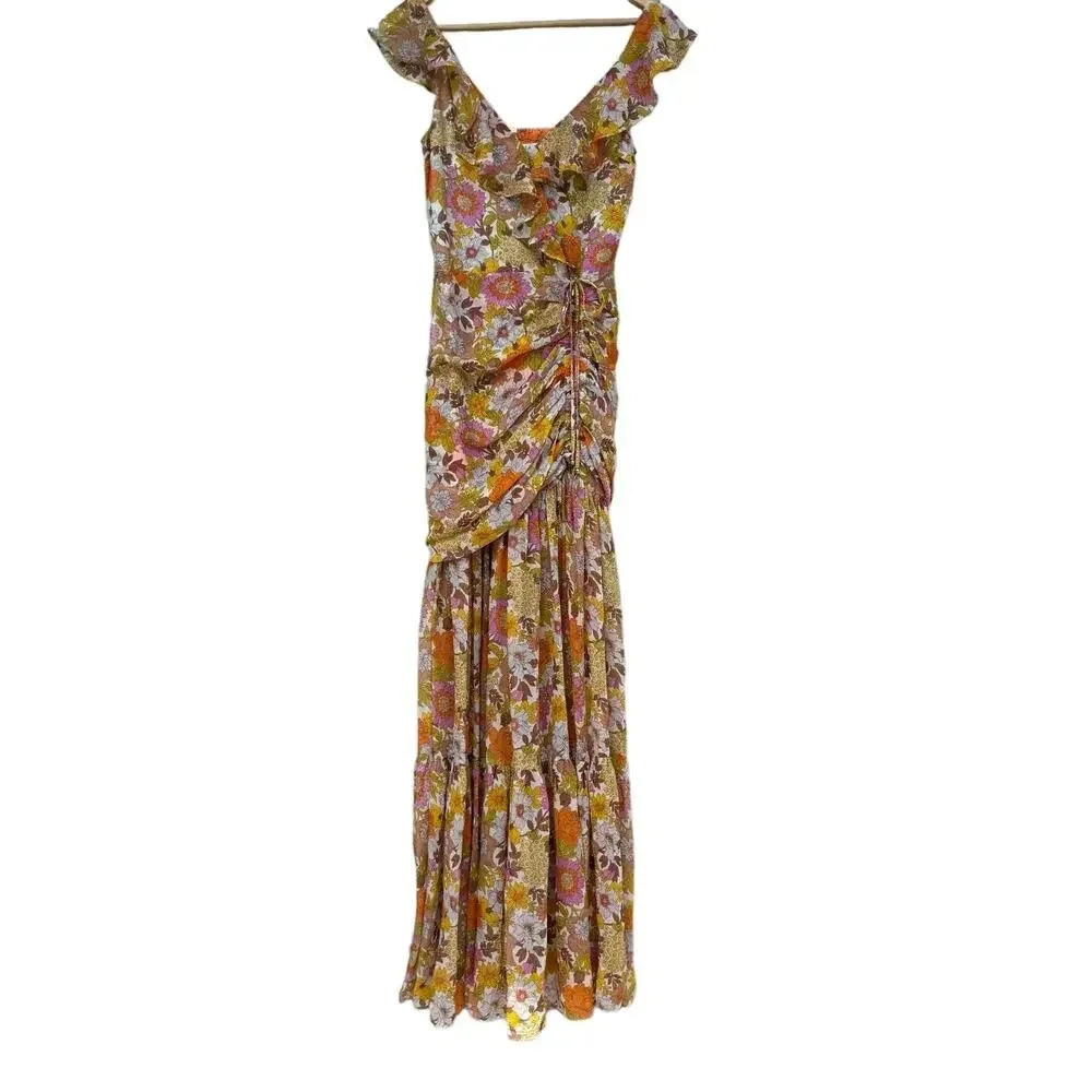 NWT Veronica Beard Silk Chiffon Alannah Dress in Orange Self Size XS - Picture 7 of 15